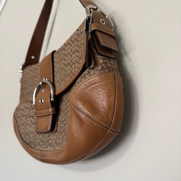 Coach 6808 Vintage Soho Tan Leather and Signature C Canvas Shoulder Tote Bag - Picture 3 of 16